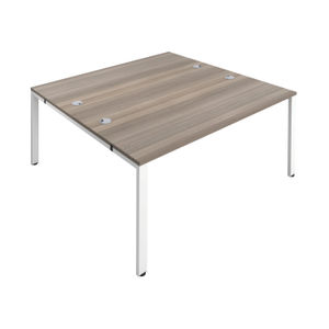 Jemini 1200x1600mm Grey Oak/White Two Person Bench Desk