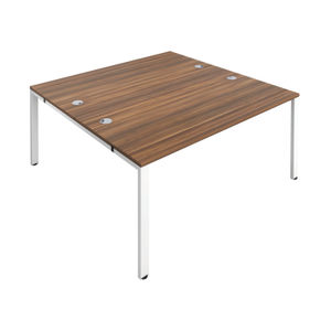 Jemini 1200x1600mm Dark Walnut/White Two Person Bench Desk