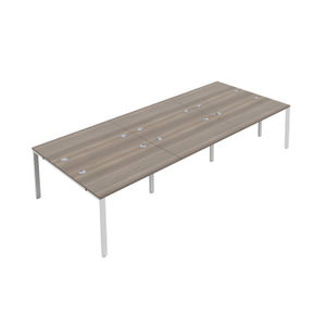 Jemini 3600x1600mm Grey Oak/White Six Person Bench Desk