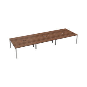 Jemini 3600x1600mm Dark Walnut/White Six Person Bench Desk