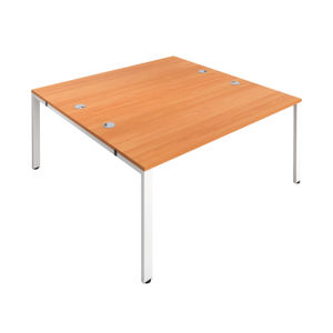 Jemini 1400x1600mm Beech/White Two Person Bench Desk