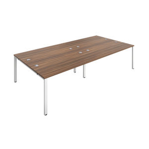 Jemini 2800x1600mm Dark Walnut/White Four Person Bench Desk