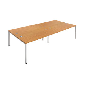 Jemini 2400x1600mm Nova Oak/White Four Person Bench Desk