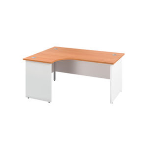 Jemini 1600mm Beech/White Left Hand Radial Panel End Desk