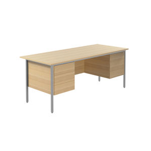 Serrion 1800x750mm Ferrera Oak Double Pedestals 4 Leg Desk