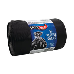 Safe Wrap 70L Black Refuse Sacks (Pack of 50)