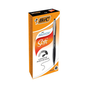 BIC Atlantis Soft Black Ballpoint Pen (Pack of 12)