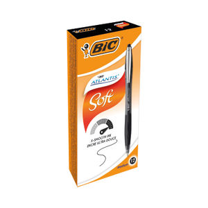 BIC Atlantis Black Premium Ballpoint Pens (Pack of 12)