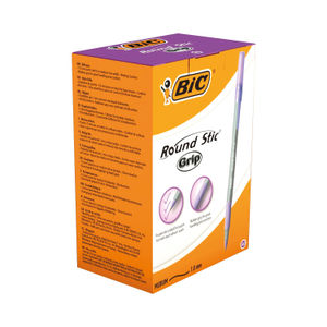 BIC Round Stic Grip Purple Ballpoint Pen - (Pack of 40)