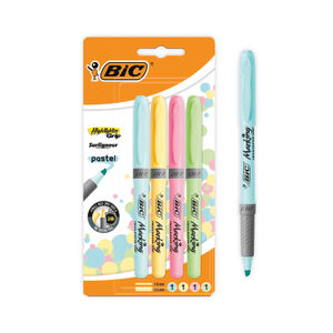 BIC Marking Assorted Pastel Grip Highlighters (Pack of 4)