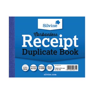 Silvine Carbonless Duplicate Receipt Book 102 x 127mm (Pack of 12)