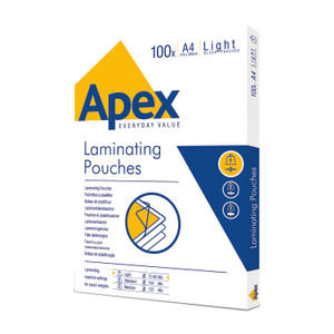 Fellowes Apex A4 Light Duty Laminating Pouches (Pack of 100)