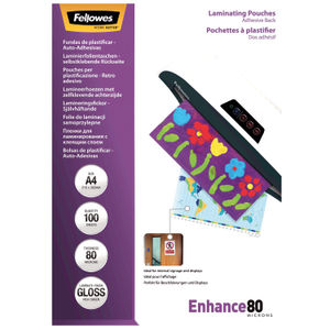 Fellowes A4 Self Adhesive Enhance Laminating Pouches (Pack of 100)