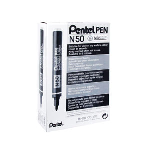 Pentel N50 Black Permanent Bullet Markers (Pack of 12)