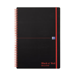 Black n' Red Recycled Wirebound Notebook A4 (Pack of 5)