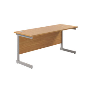 Jemini 1800x600mm Nova Oak/Silver Single Rectangular Desk