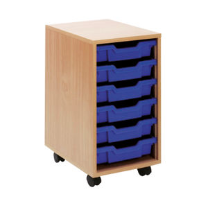 Jemini H650mm Beech 6 Tray Mobile Storage Unit