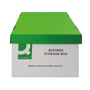 Q-Connect Business Storage Box Green and White (Pack of 10)