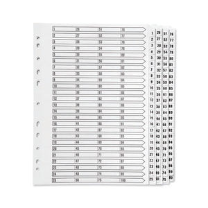 Q-Connect 1-100 Index Multi-Punched Reinforced Board Clear Tab A4 White