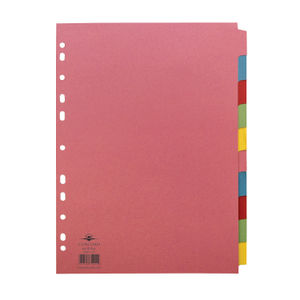 Concord A4 Plain Tabs Assorted Colours 10 Part Index Divider