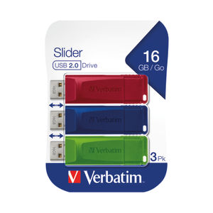 Verbatim 16GB Assorted Slider USB Drives (Pack of 3)