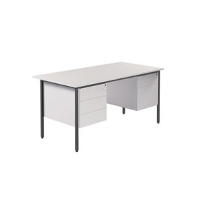 Serrion 1500x750mm White Double Pedestal 4 Leg Rectangular Desk