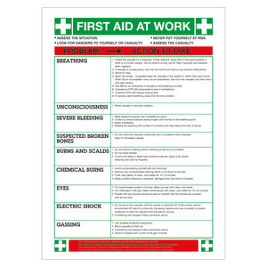 First Aid at Work 420 x 590mm PVC Safety Sign