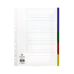 Concord 5-Part Extra Wide Index Polypropylene Multicoloured A4 66099