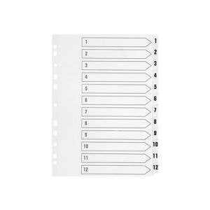 Q-Connect 1-12 Index Multi-Punched Reinforced Board Clear Tab A4 White