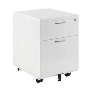 First H595mm White 2 Drawer Under Desk Mobile Pedestal