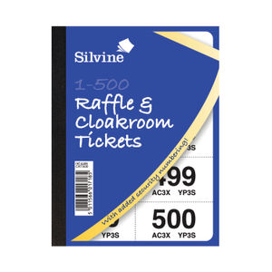 Silvine Cloakroom and Raffle Tickets 1-500 (Pack of 12)