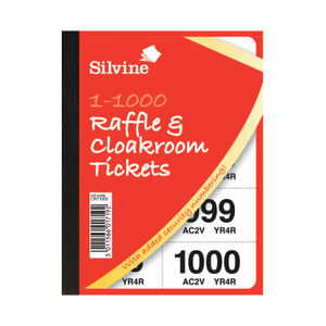 Silvine 1-1000 Raffle and Cloakroom Tickets (Pack of 6)