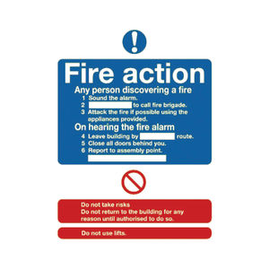 Niteglo Fire Action 300 x 250mm Safety Sign