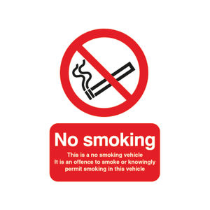 No Smoking 100 x 75mm No Smoking Vehicle Safety Sign