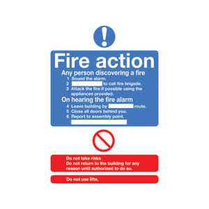 Fire Action Standard A5 Self-Adhesive Safety Sign