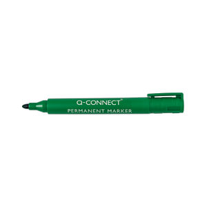 Q-Connect Permanent Marker Pen Bullet Tip Green (Pack of 10)