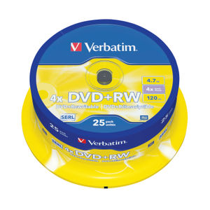 Verbatim Non-Printable 4.7GB 4x DVD+RW Discs (Pack of 25)