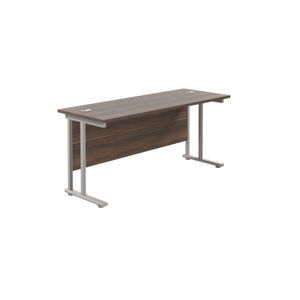 Jemini 1600x600mm Dark Walnut/Silver Cantilever Rectangular Desk