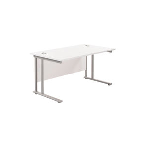 Jemini 1200x800mm White/Silver Rectangular Cantilever Desk