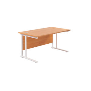 Jemini 1200x800mm Beech/White Rectangular Cantilever Desk