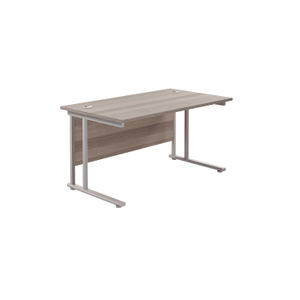 Jemini 1400x800mm Grey Oak/Silver Cantilever Rectangular Desk