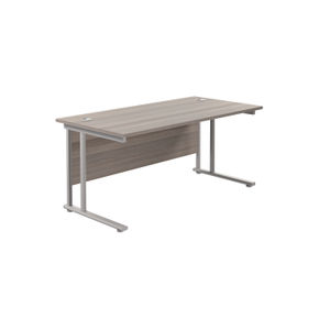 Jemini 1600x800mm Grey Oak/Silver Cantilever Rectangular Desk