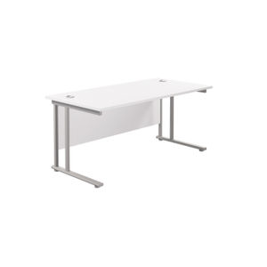 Jemini 1800x800mm White/Silver Cantilever Rectangular Desk