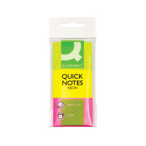 Q-Connect Quick Notes 38 x 51mm Neon (Pack of 3)