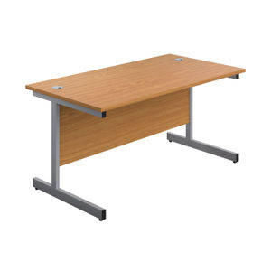 First 1800x800mm Nova Oak/Silver Single Rectangular Desk