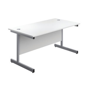 First 1800x800mm White/Silver Single Rectangular Desk