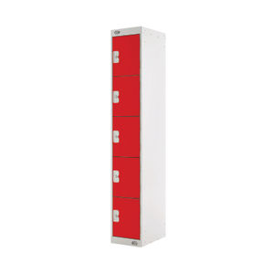 Five Compartment D300mm Red Locker