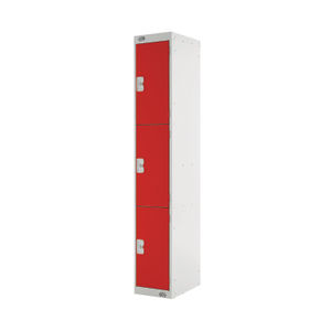 Three Compartment D450mm Red Locker