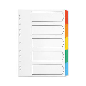 Q-Connect 5-Part Index Multi-punched Reinforced Board Multi-Colour Blank Tabs A4