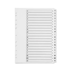 Q-Connect 20-Part A-Z Index Multi-Punched Reinforced Board Clear Tab A4 White